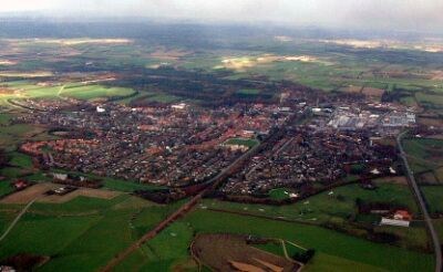 Byen Ølgod i Vestjylland .