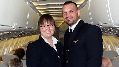 Louise Jensen og Brian Lykkegaard sto for servicen i kabinen